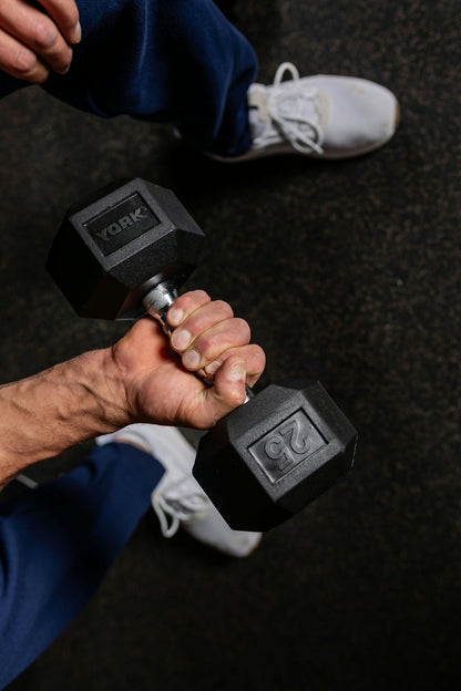 York Barbell Rubber Hex Dumbbell 2.5 - 125 lb