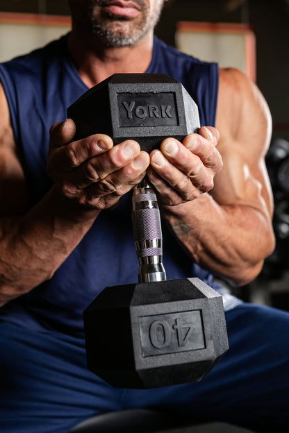 York Barbell Rubber Hex Dumbbell 2.5 - 125 lb
