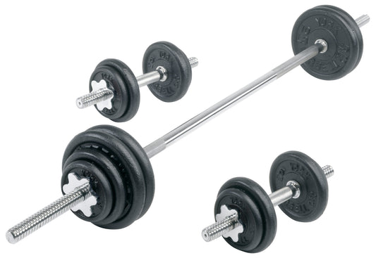 York Barbell Contour Cast Iron Spinlock Dumbbell / Barbell Set