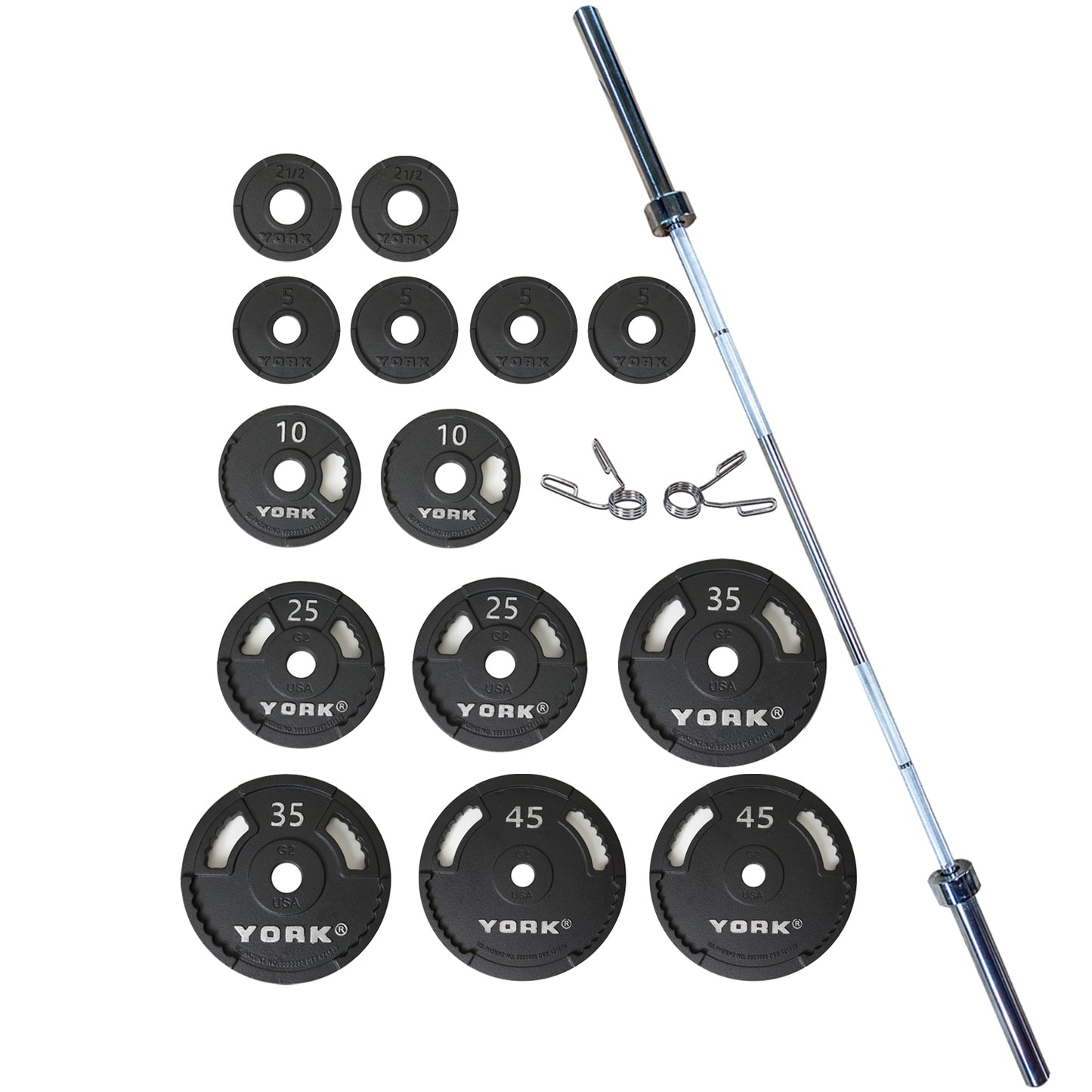 York Barbell G-2 Cast Iron Olympic Plate Set