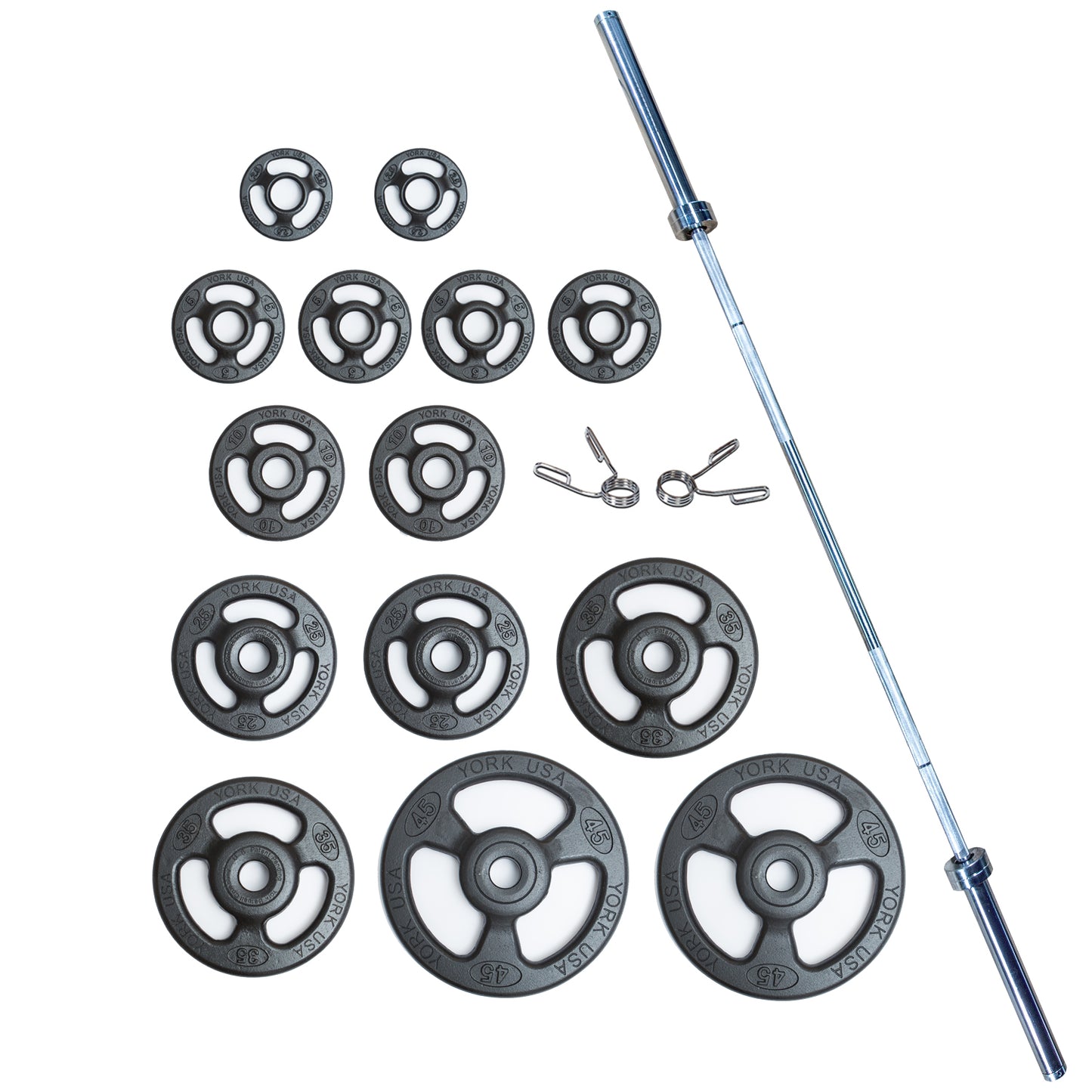 York Barbell Iso-Grip Steel Olympic Plate Set