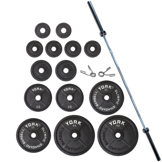 York Barbell Legacy Cast Iron Precision Milled Olympic Plate Set (300 lb)