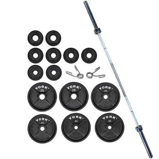 York Barbell 2″ Cast Iron Olympic Weight Plate Set (300lb)