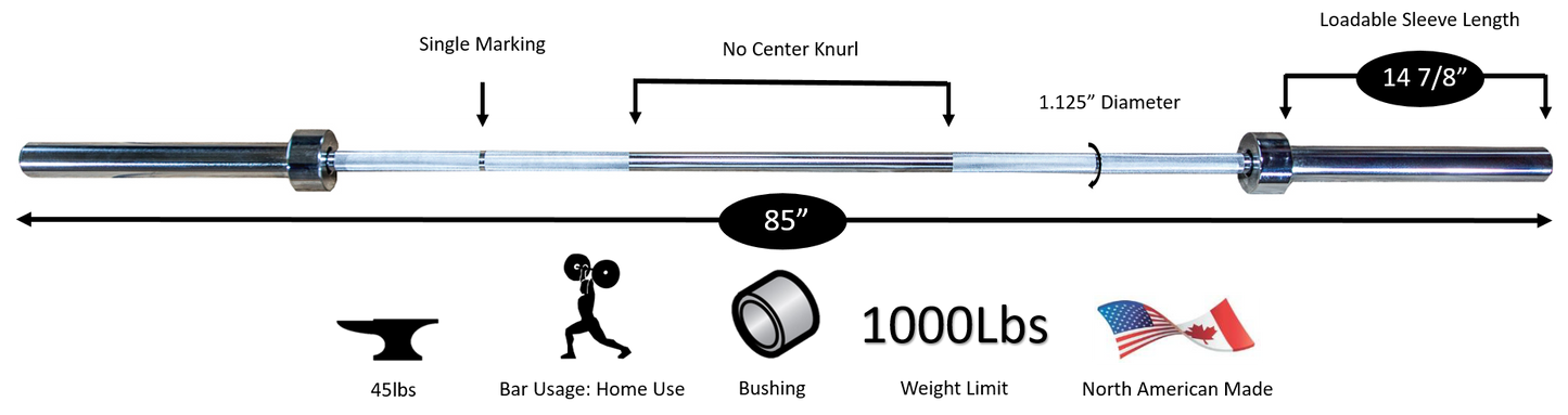 York Barbell 7′ Olympic Weight Bar for Olympic Steel Sleeves