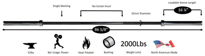 York Barbell 7′ International Black Oxide Weight Bar – 32mm