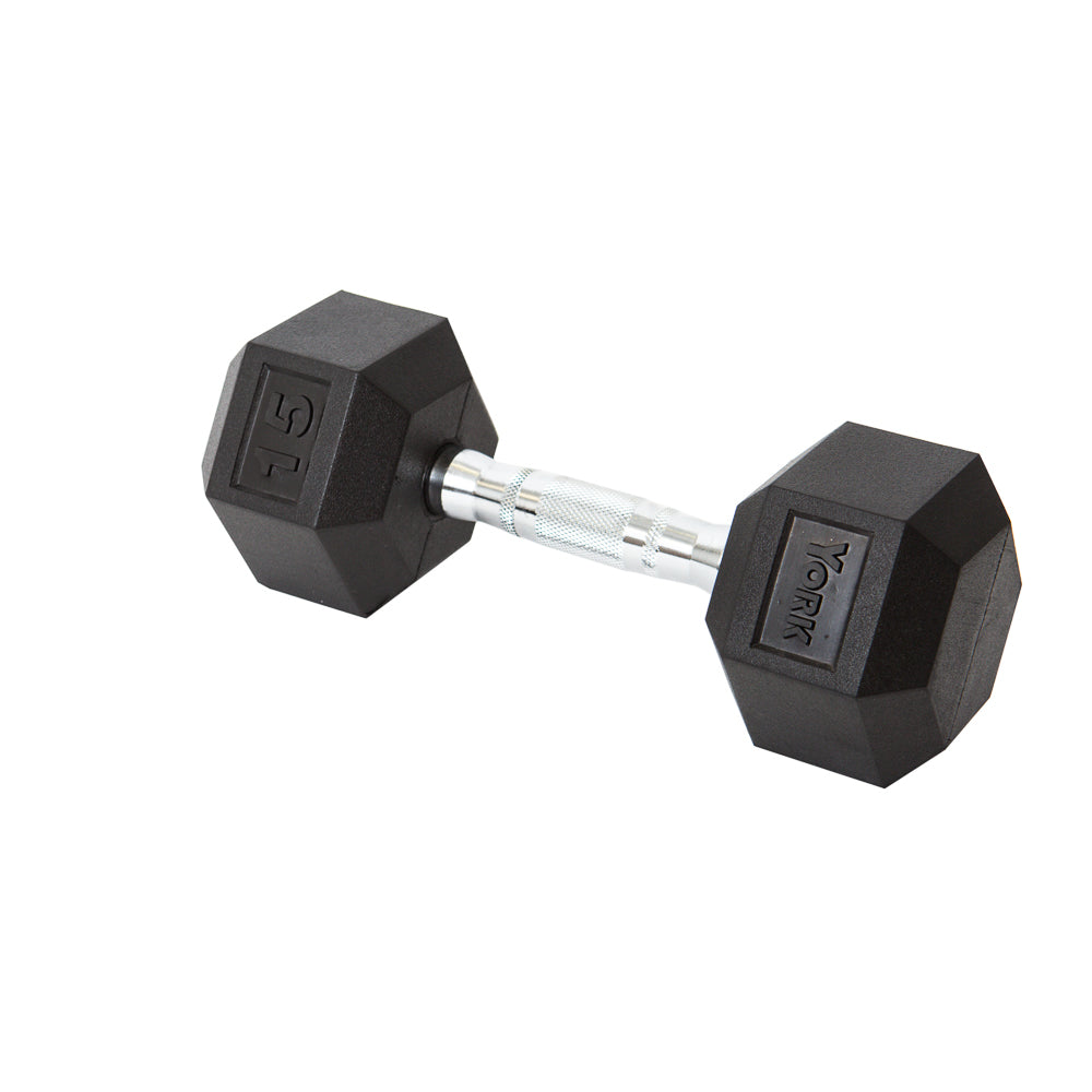 York Barbell Rubber Hex Dumbbell 2.5 - 125 lb