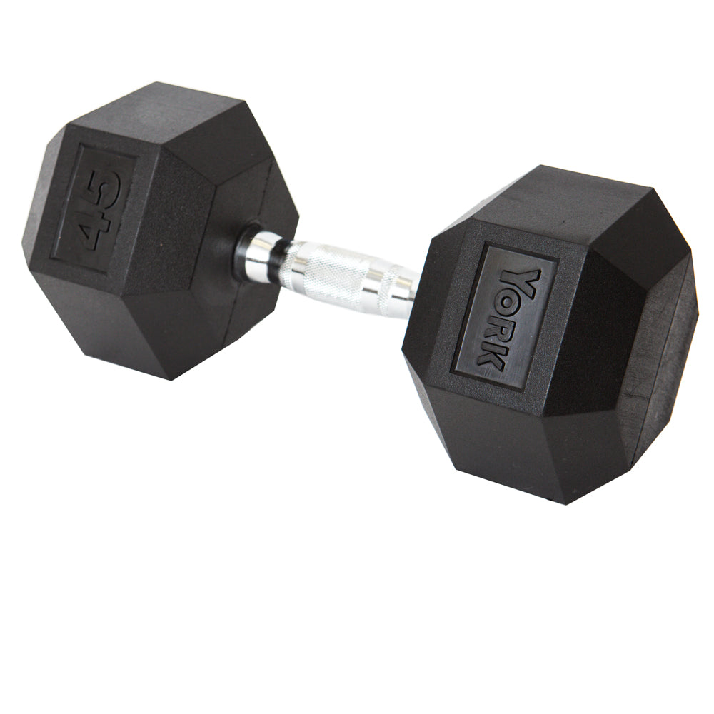 York Barbell Rubber Hex Dumbbell 2.5 - 125 lb